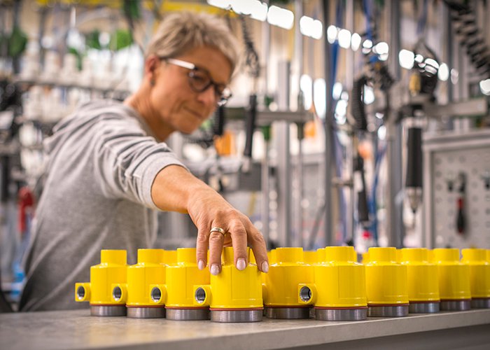 VEGA Grieshaber KG employe during the production of measuring instruments  in Schiltach.